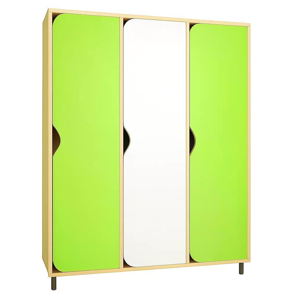 Шафа для роздягальні DS-030 3-секційна на металевих регульованих ніжках Лайм/Білий