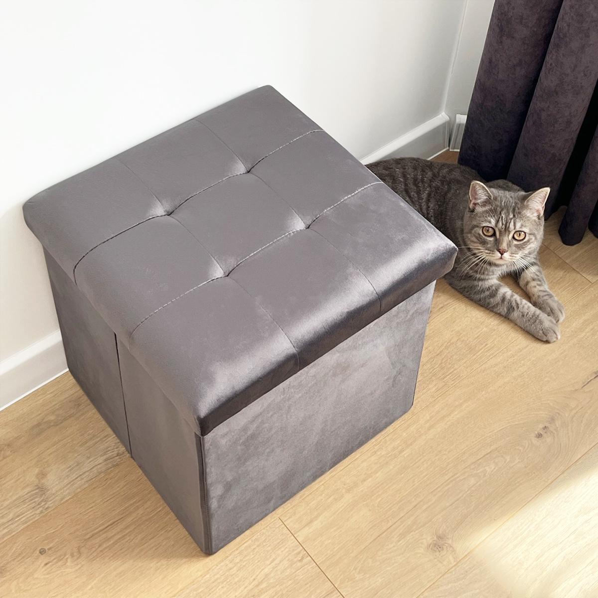 Пуф для зберігання велюровий MVM TH-05 Сірий (TH-05 GRAY) - фото 3