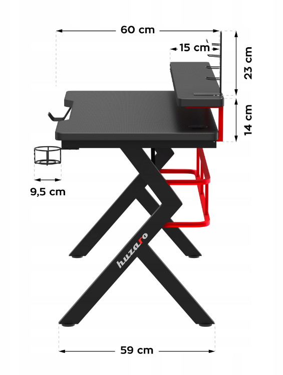 Стіл геймерський Huzaro Hero 5.0 Gaming Computer Desk Red (yomo_id_2701) - фото 5