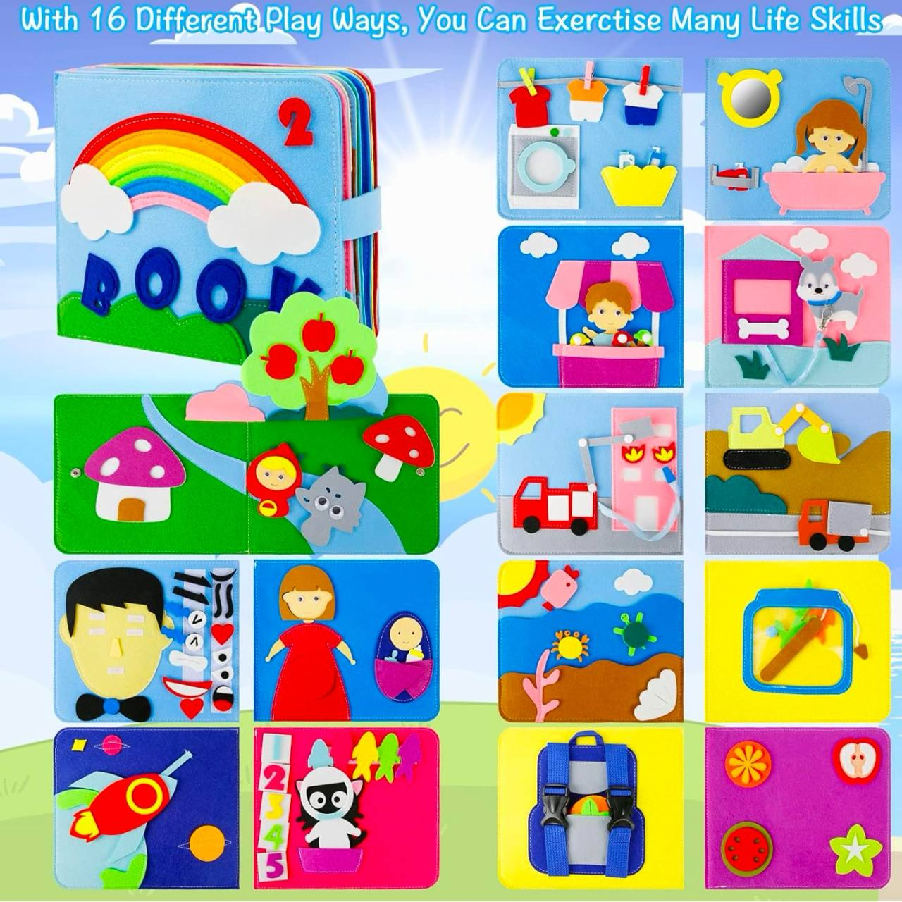 Книга на липучках Fun Game 432-21 фетр цифри та зображення/ремінці/віконця/прищіпки/люстерко (2472411561) - фото 2 Книга на липучках Fun Game 432-21 фетр цифри та зображення/ремінці/віконця/прищіпки/люстерко (2472411561) - фото 2