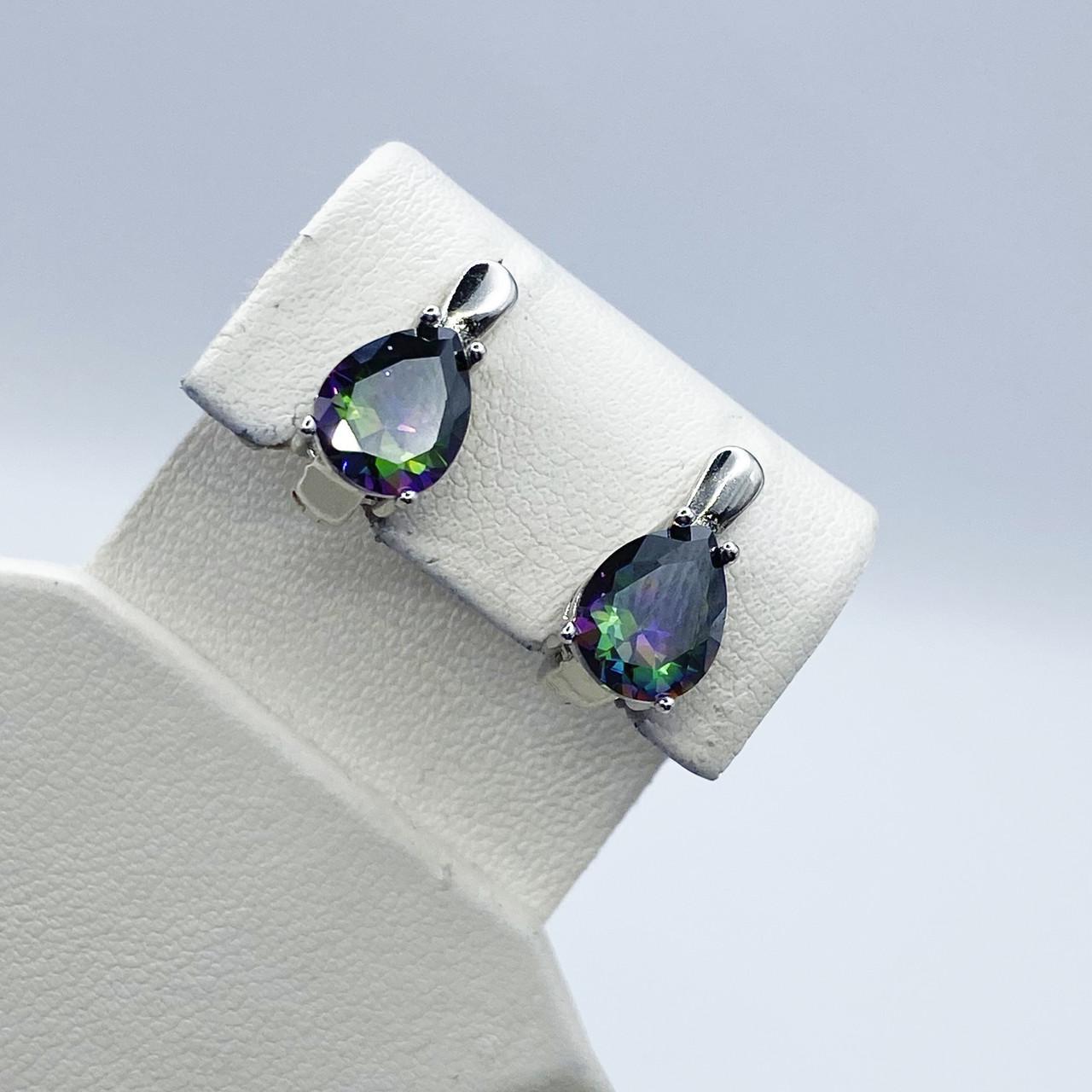 Серьги серебряные с мистик топазом 4,45 г (2209382103)