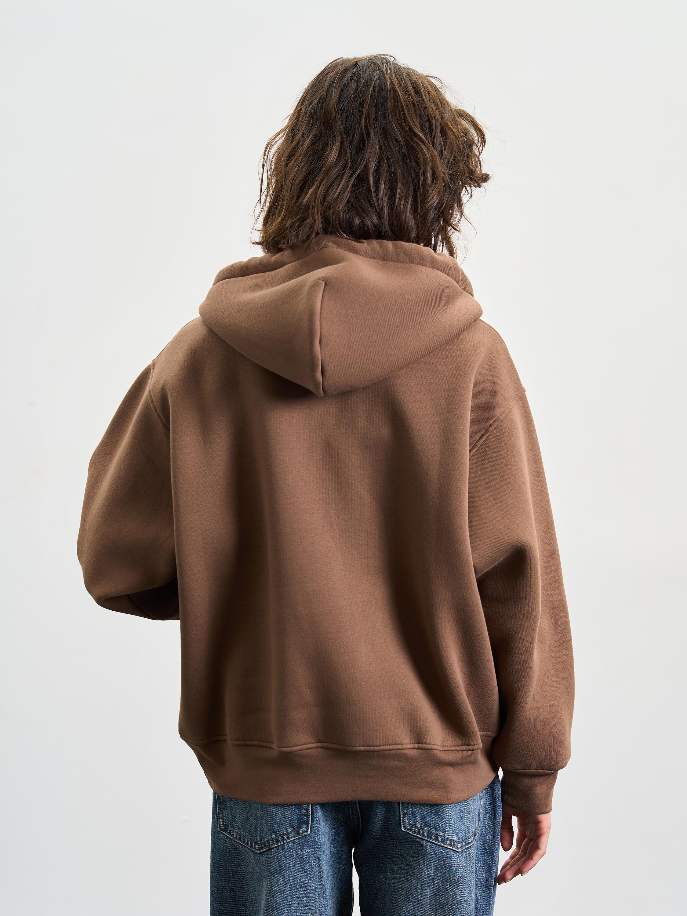 Зіп-худі жіноче утеплене зі спущеним плечем ROZA 240427 XL Темний шоколад (4824005711398) - фото 3