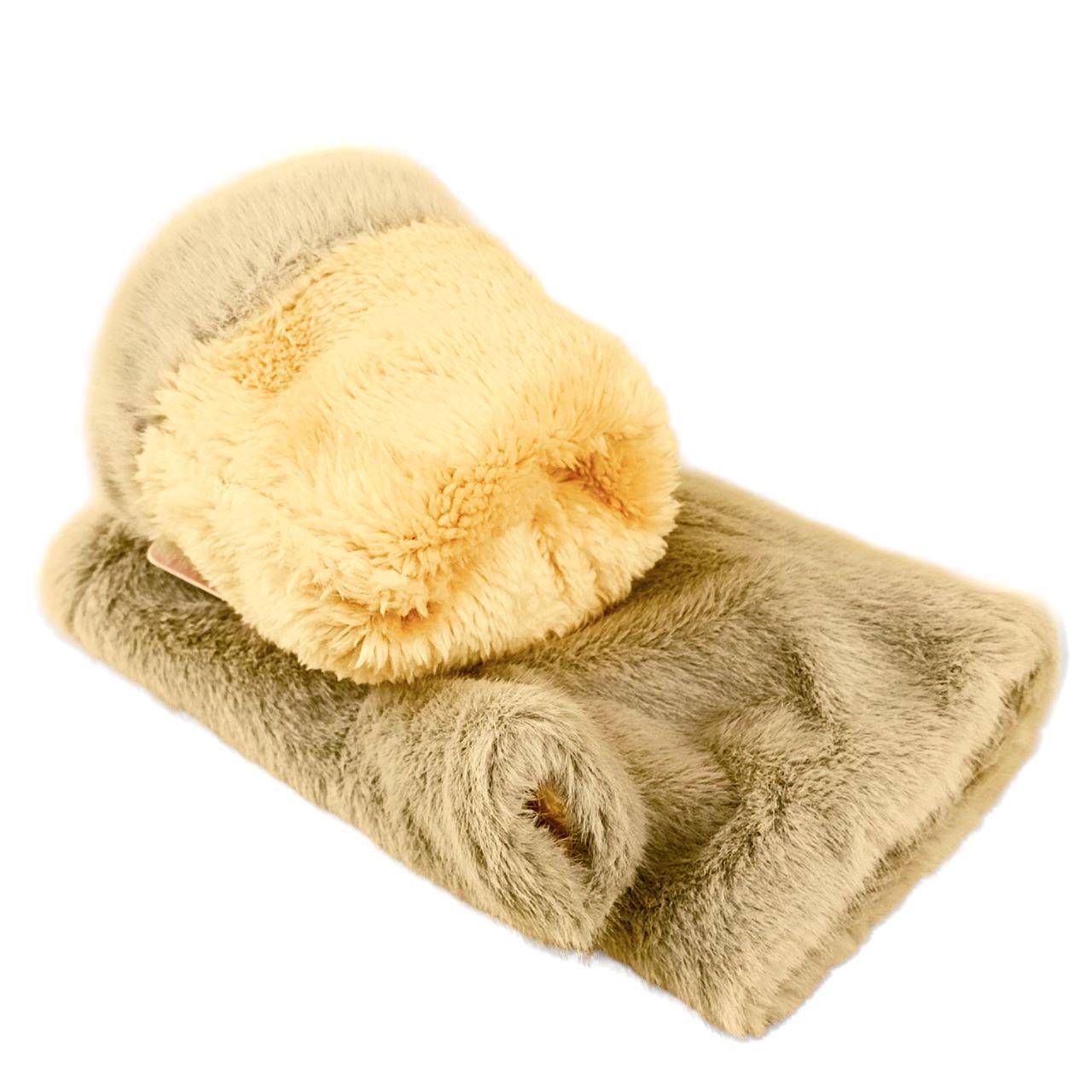 Перчатки митенки меховые S-M Темно-бежевый (47170) - фото 3