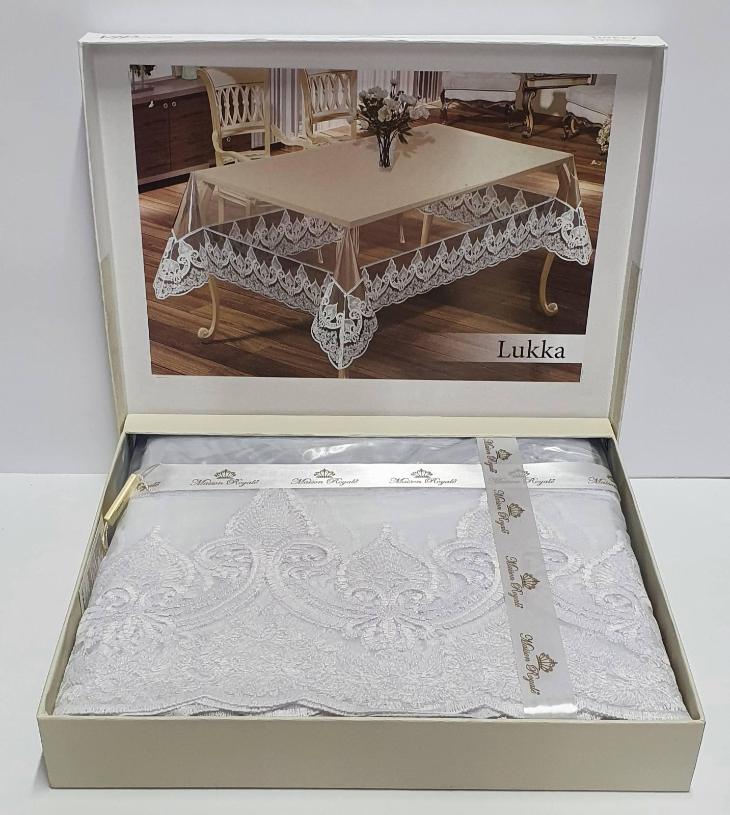 Силиконовая скатерть с кружевом Maison Royale 160x350 Lukka White (CN5248)
