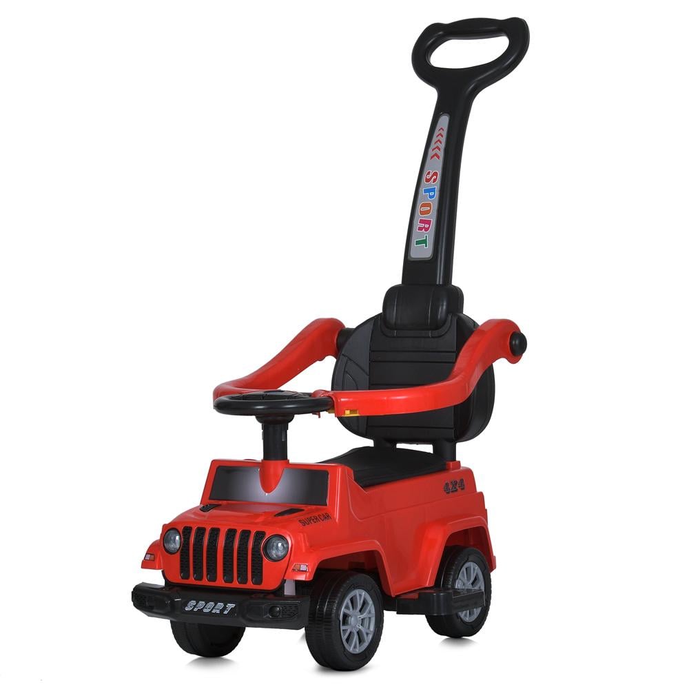 Каталка-толокар 2в1 M 5902L с родительской ручкой и удобным багажником Красный (24383717)