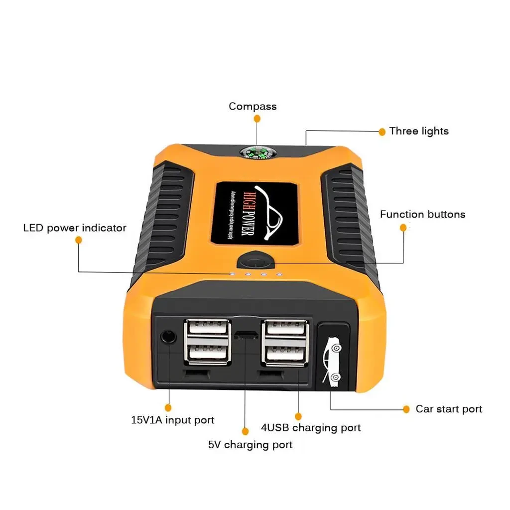 Пускозарядний пристрій Jumpstarter 27JX з акумулятором та ліхтарем Чорний/Помаранчевий (3-14-N27JX) - фото 9