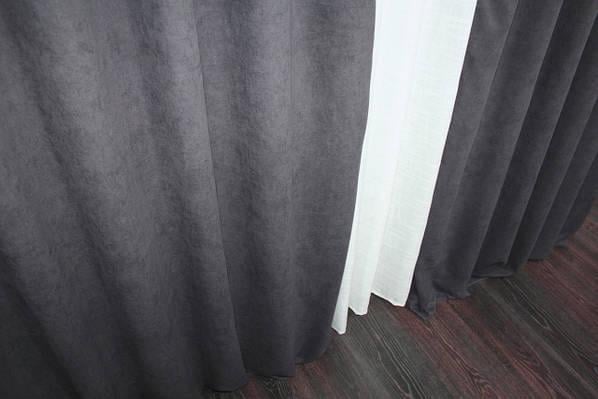 Комплект штор SPARTA микровелюр 1,5х2,7м2 шт. Темно-серый - фото 5 Комплект штор SPARTA микровелюр 1,5х2,7м2 шт. Темно-серый - фото 5