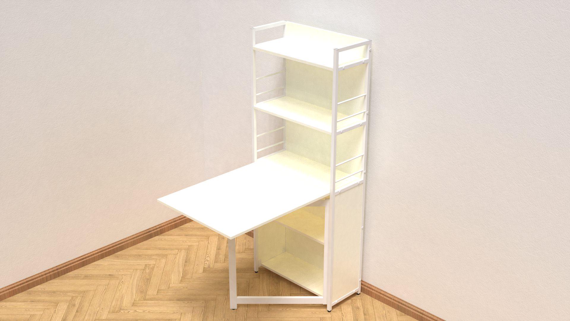 Стіл книжка з етажеркою Ferrum-decor Практик 2 метал/ДСП 16 мм 1555x640x990 мм Білий (FRD-104632) - фото 1