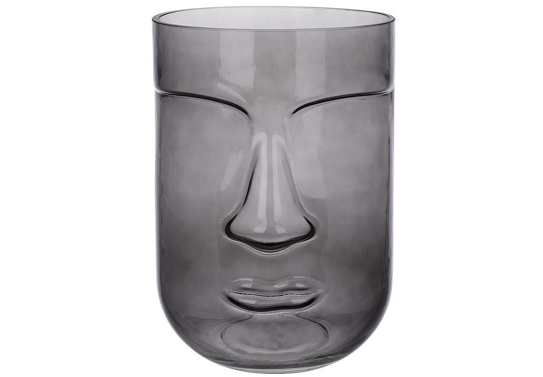 Ваза стеклянная BonaDi Face 20 см Серый (591-398) Ваза стеклянная BonaDi Face 20 см Серый (591-398)