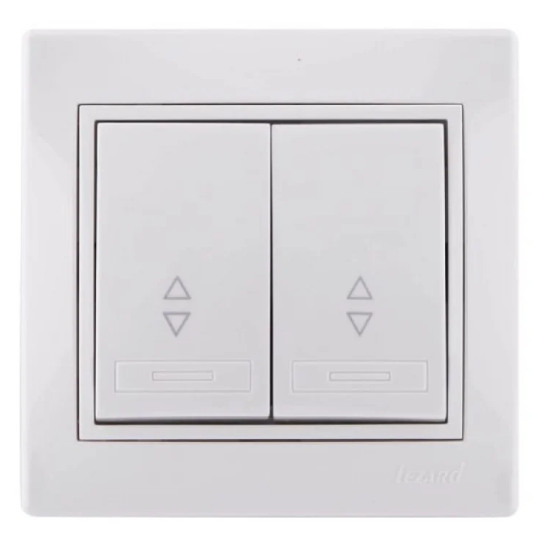 Вимикач подвійний Lezard Mira з білою вставкою прохідний Білий (26284142) - фото 1 Вимикач подвійний Lezard Mira з білою вставкою прохідний Білий (26284142) - фото 1