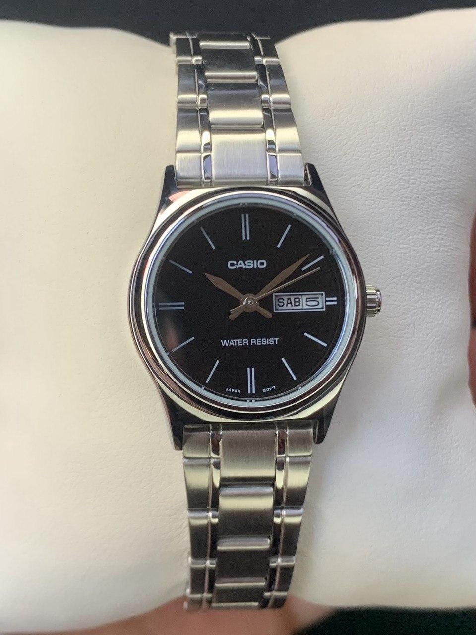 Наручний годинник жіночий Casio LTP-V006D-1B2 Lady Timeless Collection Чорний (2895907410)