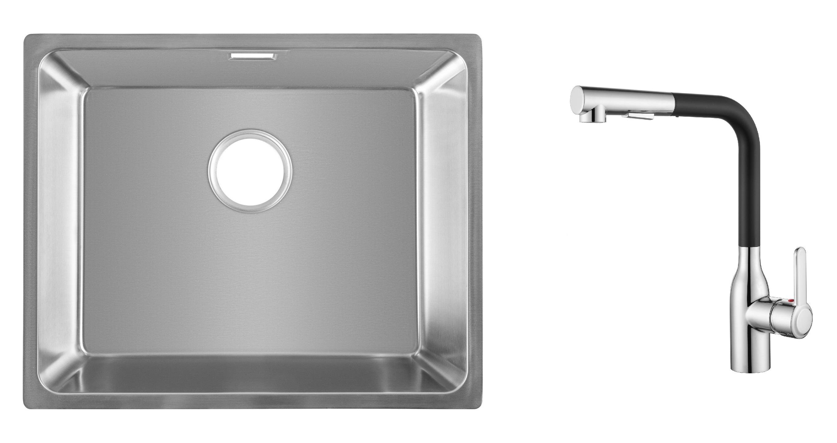 Комплект из кухонной мойки Gunter&Hauer Gera 5420 IX и кухонного смесителя Gunter&Hauer DUNKEL Cr-Bl