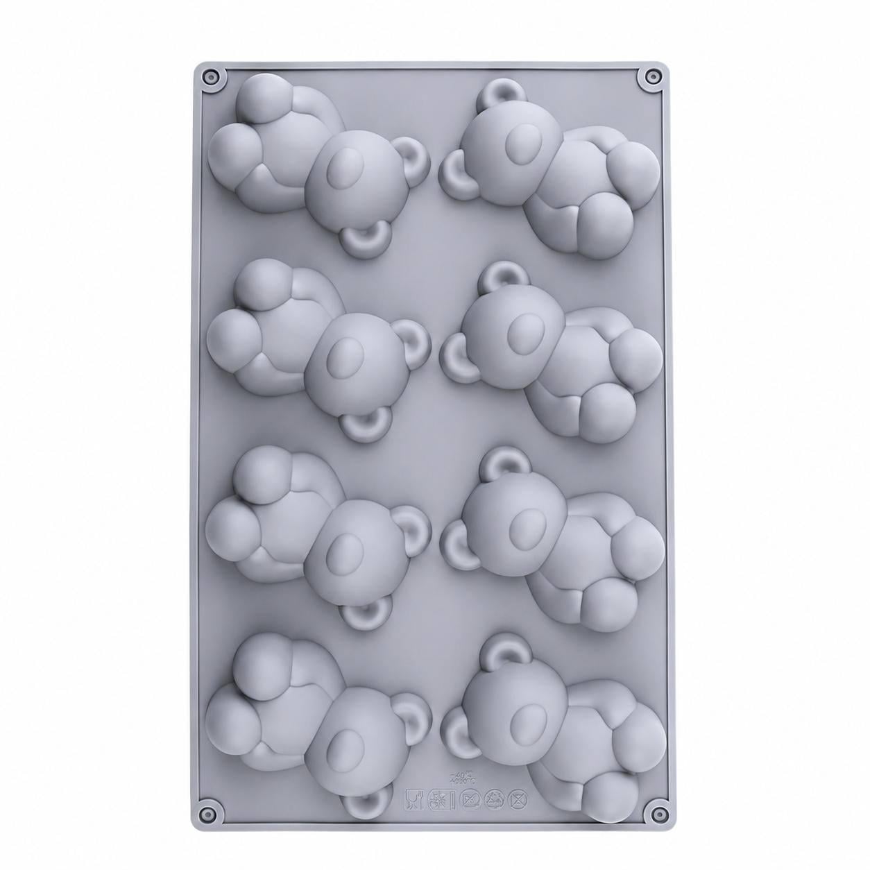 Форма для выпечки желе и конфет силиконовая Мишки 8 ячеек (0b368131)