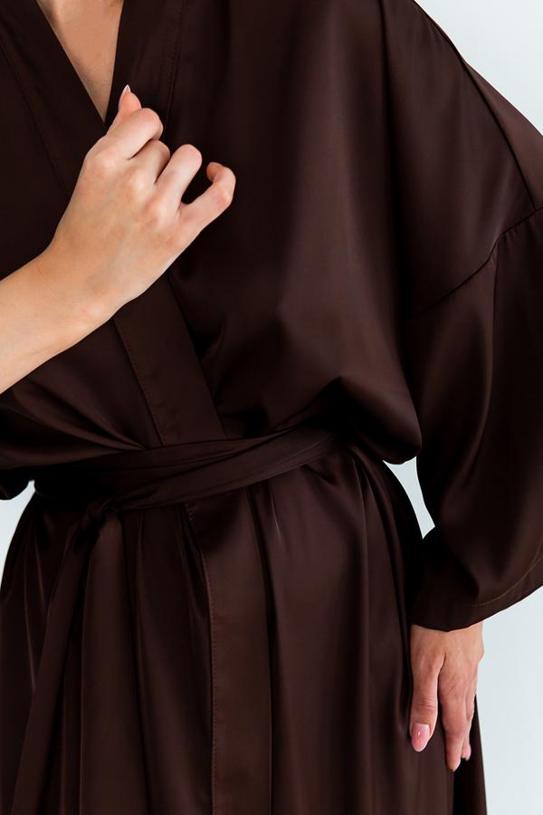 Халат шелковый Forli длинный OS Coffee (SH0035-08-04) - фото 4 Халат шелковый Forli длинный OS Coffee (SH0035-08-04) - фото 4