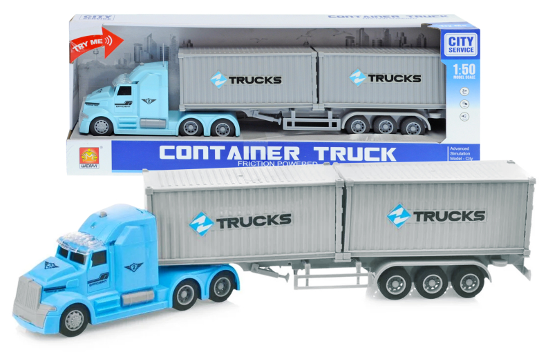 Грузовик инерционный WY784B озвучен со светом в коробке 39х14,8х7,8 см