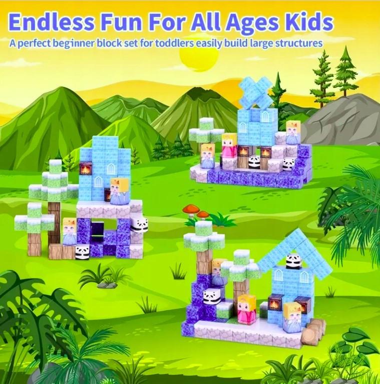 Конструктор магнітний Майнкрафт Будинок з льоду в засніженому лісі 100 кубиків - фото 3 Конструктор магнітний Майнкрафт Будинок з льоду в засніженому лісі 100 кубиків - фото 3