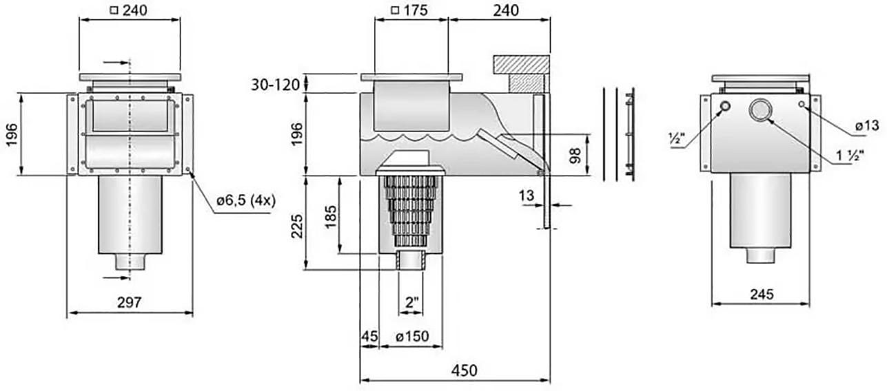 Скімер для басейну Pahlen зі стандартною горловиною з нержавіючої сталі під бетон (112982) - фото 2 Скімер для басейну Pahlen зі стандартною горловиною з нержавіючої сталі під бетон (112982) - фото 2