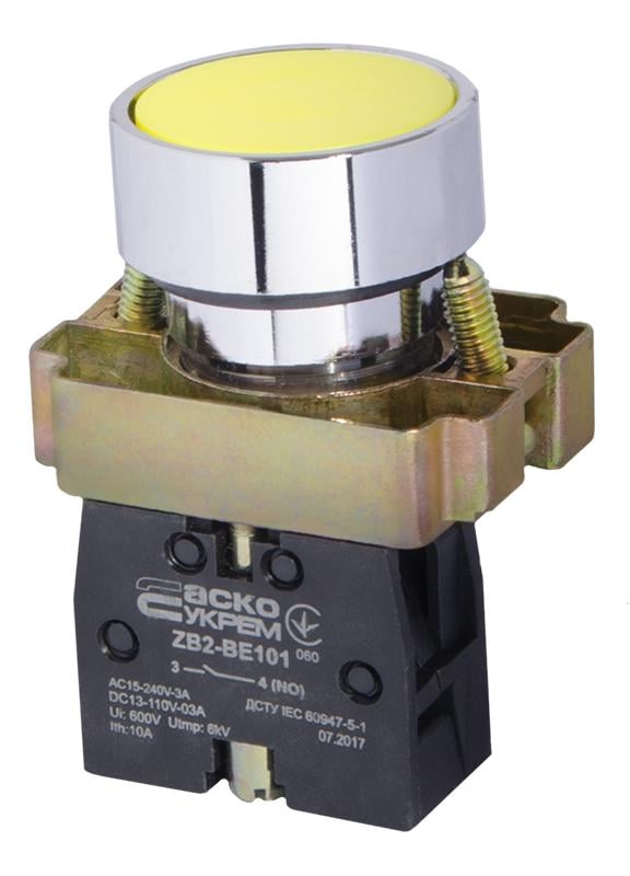 Кнопка управления АСКО-Укрем XB2-BA51 1NO 22 мм Желтый (A0140010029)