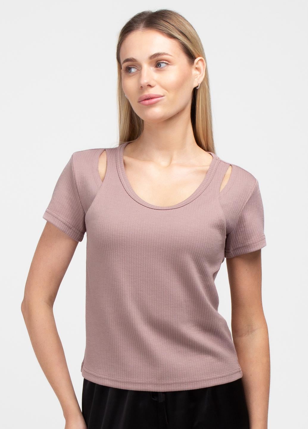 Футболка жіноча Giulia LIGHT ESSENTIAL 4823/320 в рубчик S Brown-dusty (34532003)