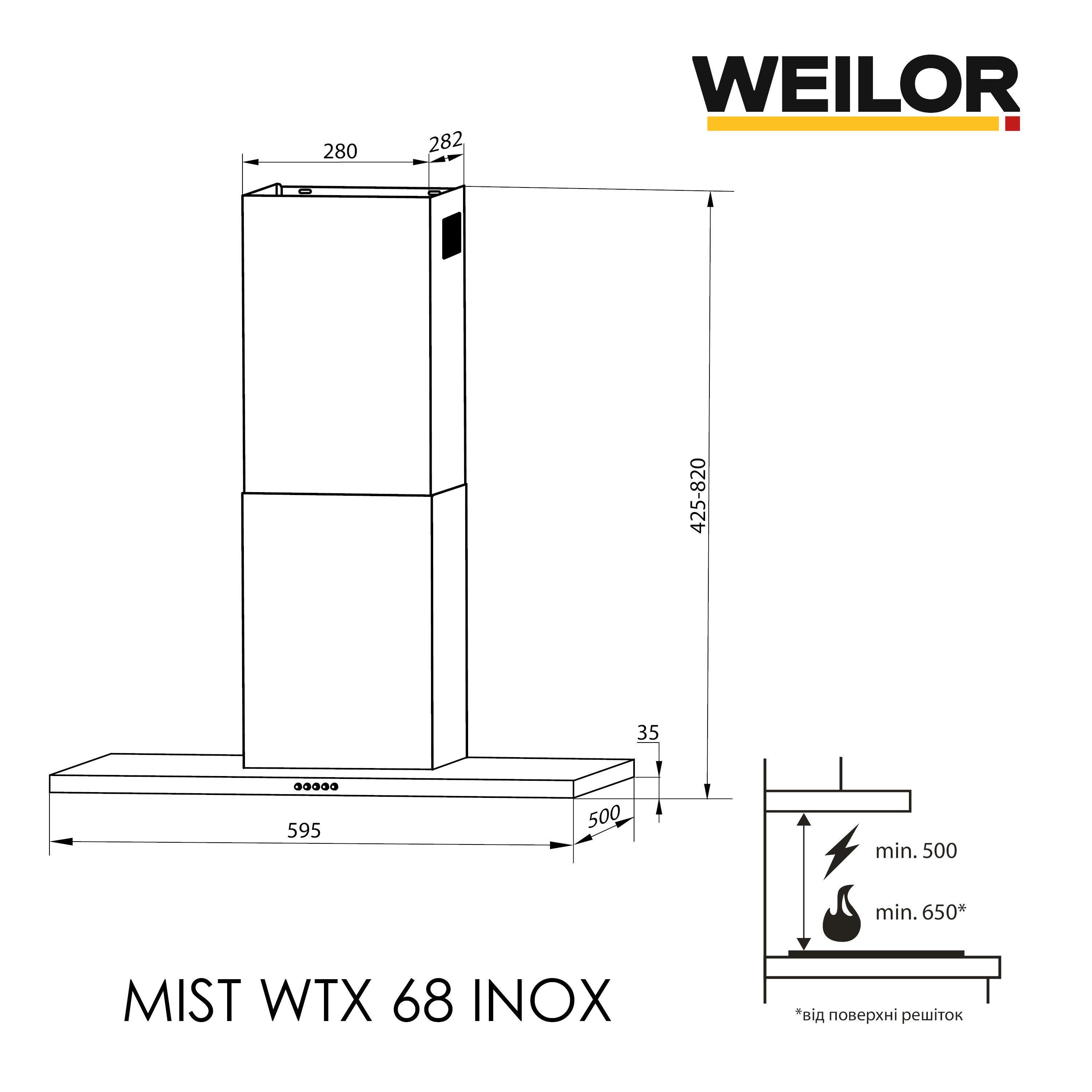 Витяжка WEILOR MIST WTX 68 INOX нержавіюча сталь (5905538402133) - фото 12 Витяжка WEILOR MIST WTX 68 INOX нержавіюча сталь (5905538402133) - фото 12
