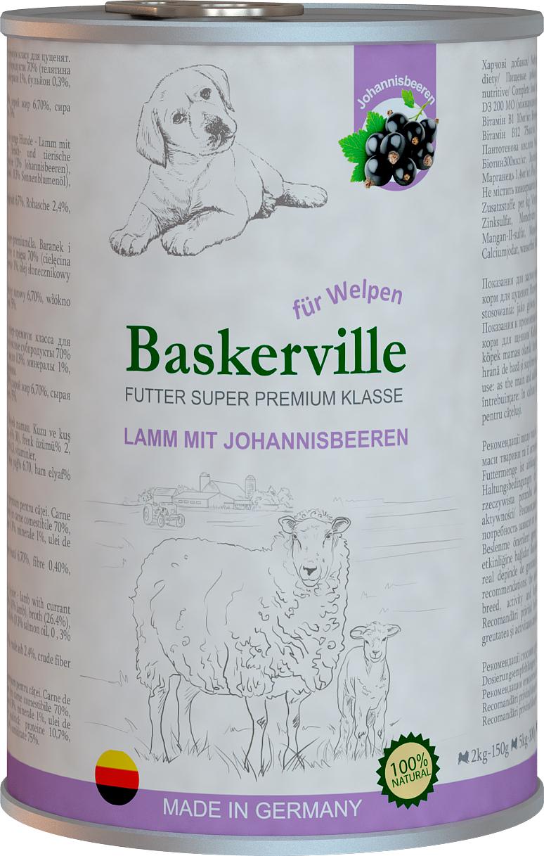 Корм влажный для собак Baskerville Super Premium Lamm Mit Johannisbeeren Ягненок и смородина 800 г (4250231541902)