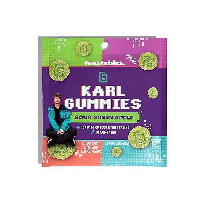 Конфеты желейные Feastables Karl Gummy Candy Sour Green Apple 50 г (1974210913)