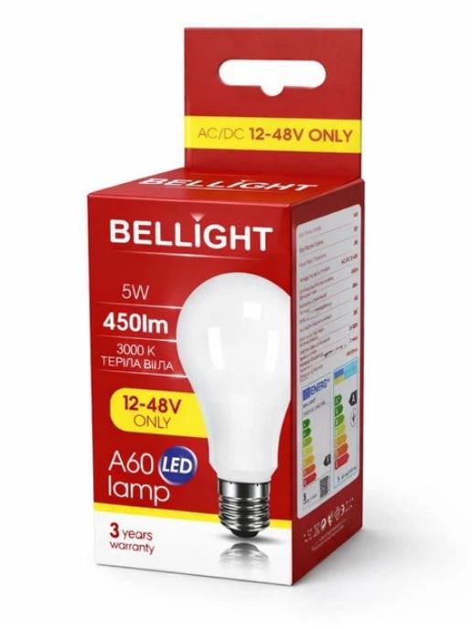 Лампа світлодіодна низьковольтна LED A60 12/48V 5W E27 3000K