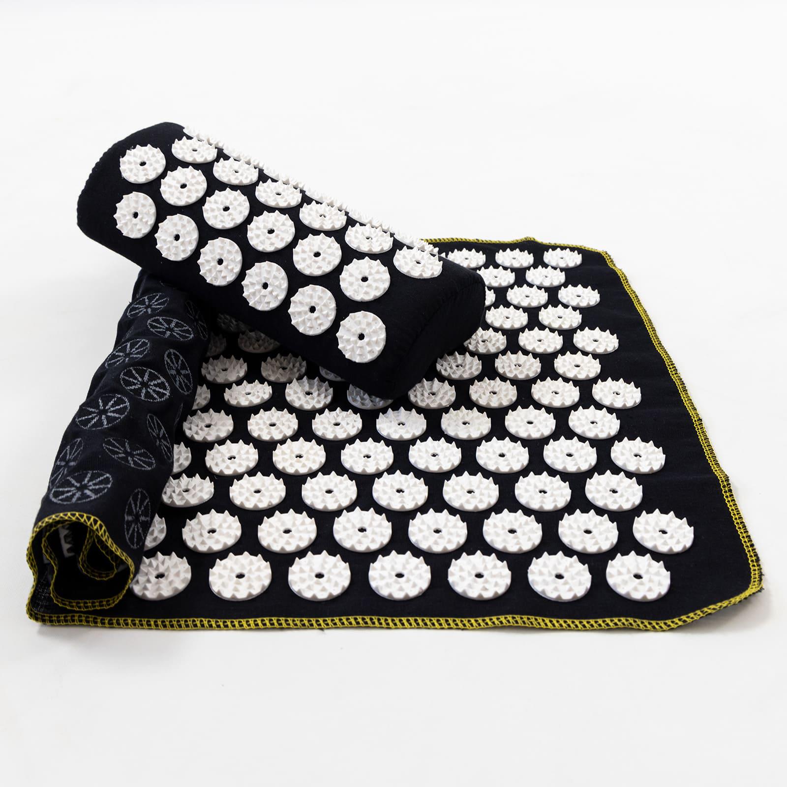 Масажний килимок Аплікатор Кузнєцова і валик масажер для спини/шиї/ніг/стоп/голови/тіла OSPORT Чорно-білий (n-0142) - фото 7