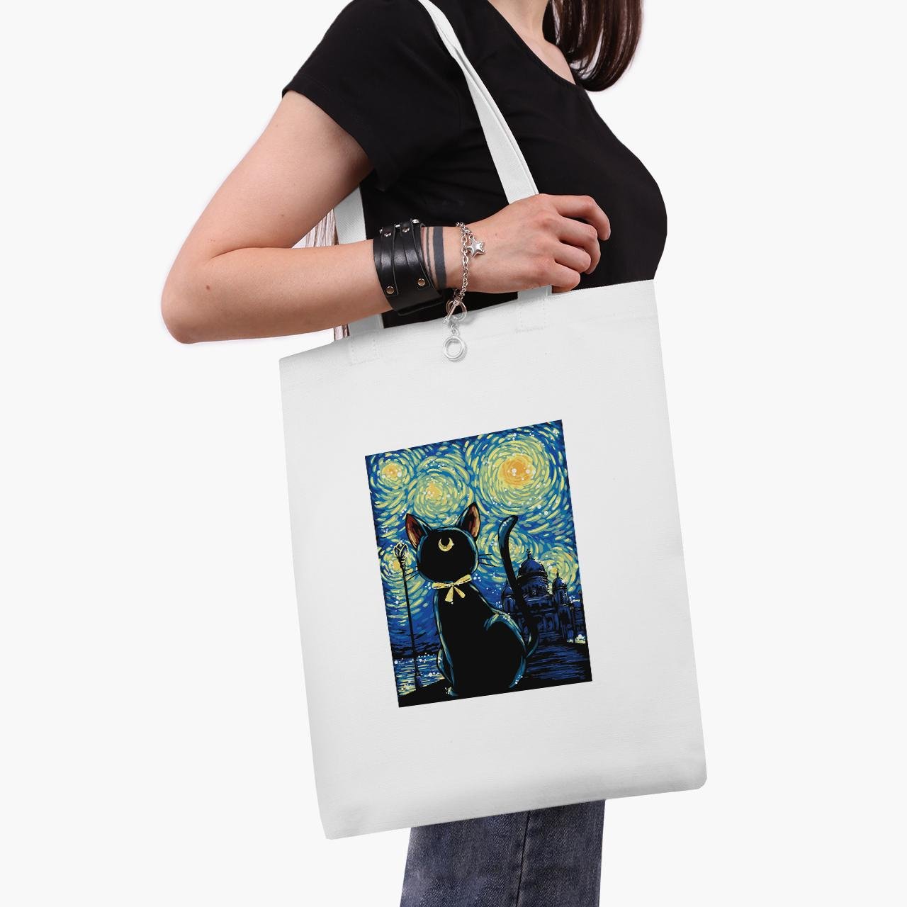 Еко сумка шоппер anime Sailor Moon Cats and van Gogh 41x35 см Білий (9227-2923-WT1)