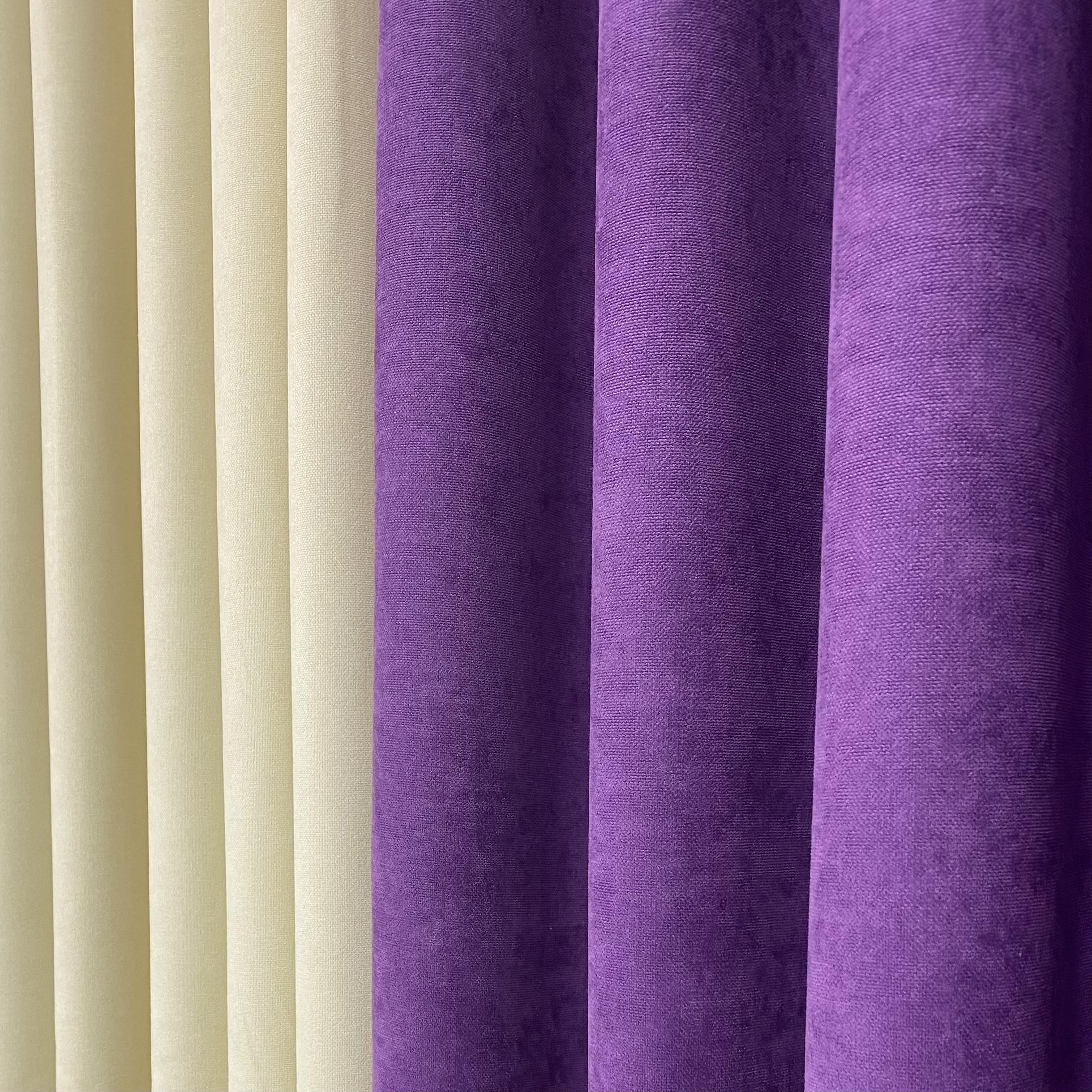 Шторы микровелюр TG Home Дуэт №450 1,50х2,70 м Фиолетово-кремовый (450-98/250) - фото 3