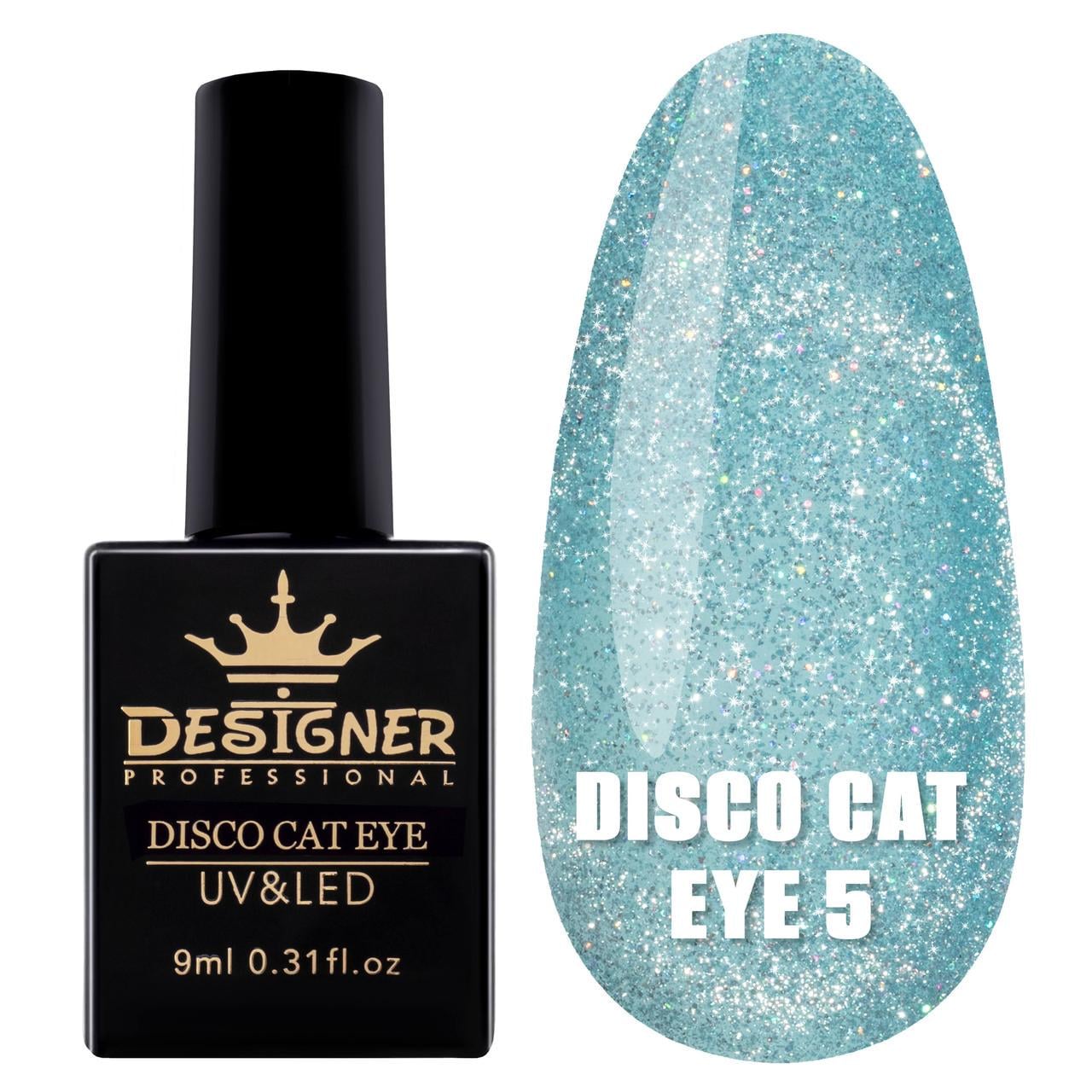 Гель-лак светоотражающий Disco cat eye Дизайнер с эффектом Кошачий глаз 9 мл Бирюзовый №5 Гель-лак светоотражающий Disco cat eye Дизайнер с эффектом Кошачий глаз 9 мл Бирюзовый №5