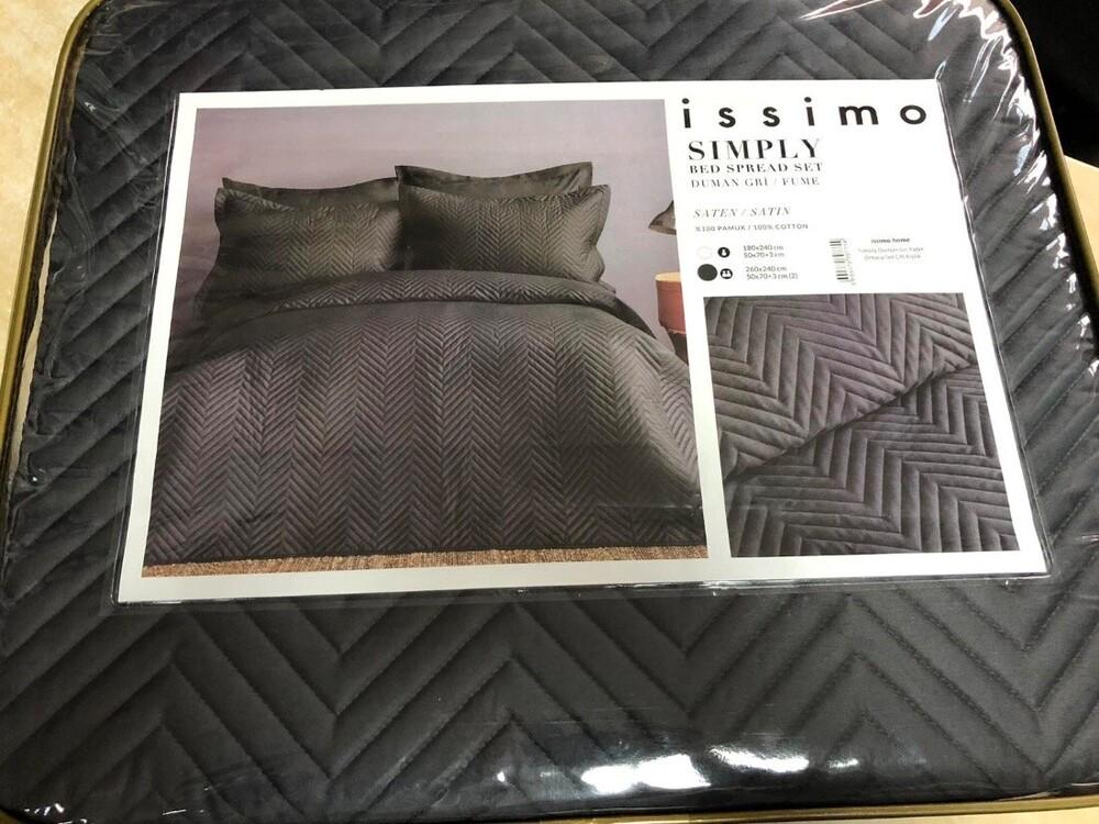 Покрывало Issimo Home Simply antrasite сатин 240x260 см с наволочками 2 шт. 50x70 см (2000022281043) - фото 2