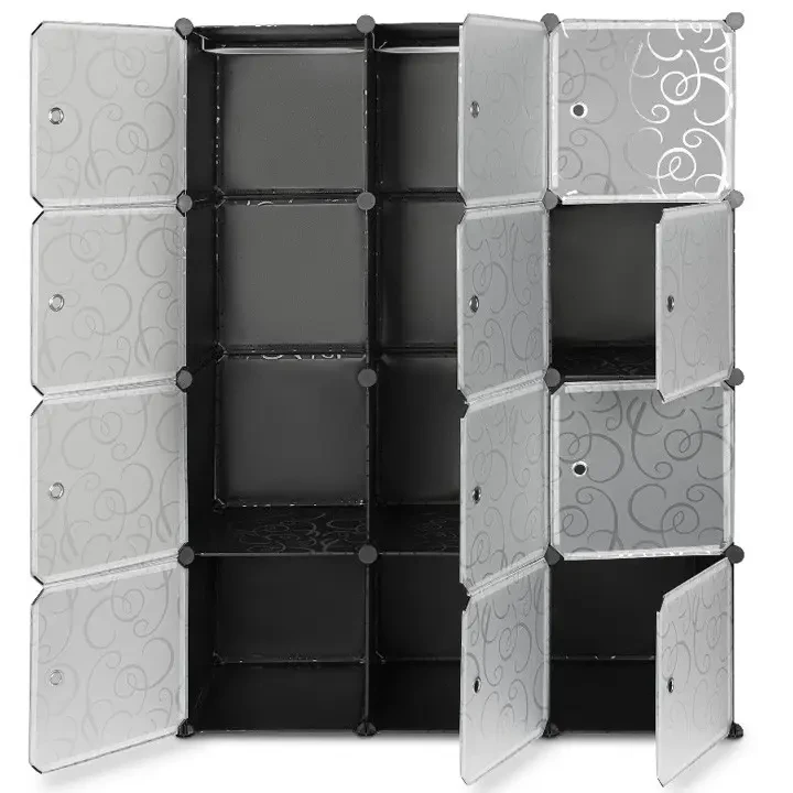 Шафа складна пластикова Storage Cube Cabinet 110х37х146 см Чорний