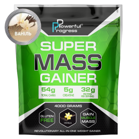 Гейнер високобілковий для набору маси Powerful Progress Mass Gainer Ваніль 4 кг (7455)