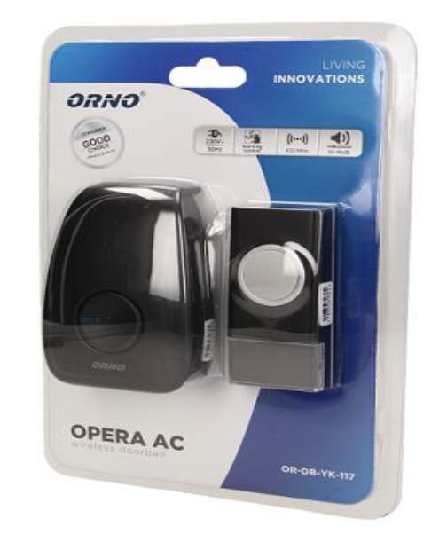 Звонок дверной ORNO OPERA AC беспроводной 48-тоновый Черный (OR-DB-YK-117)