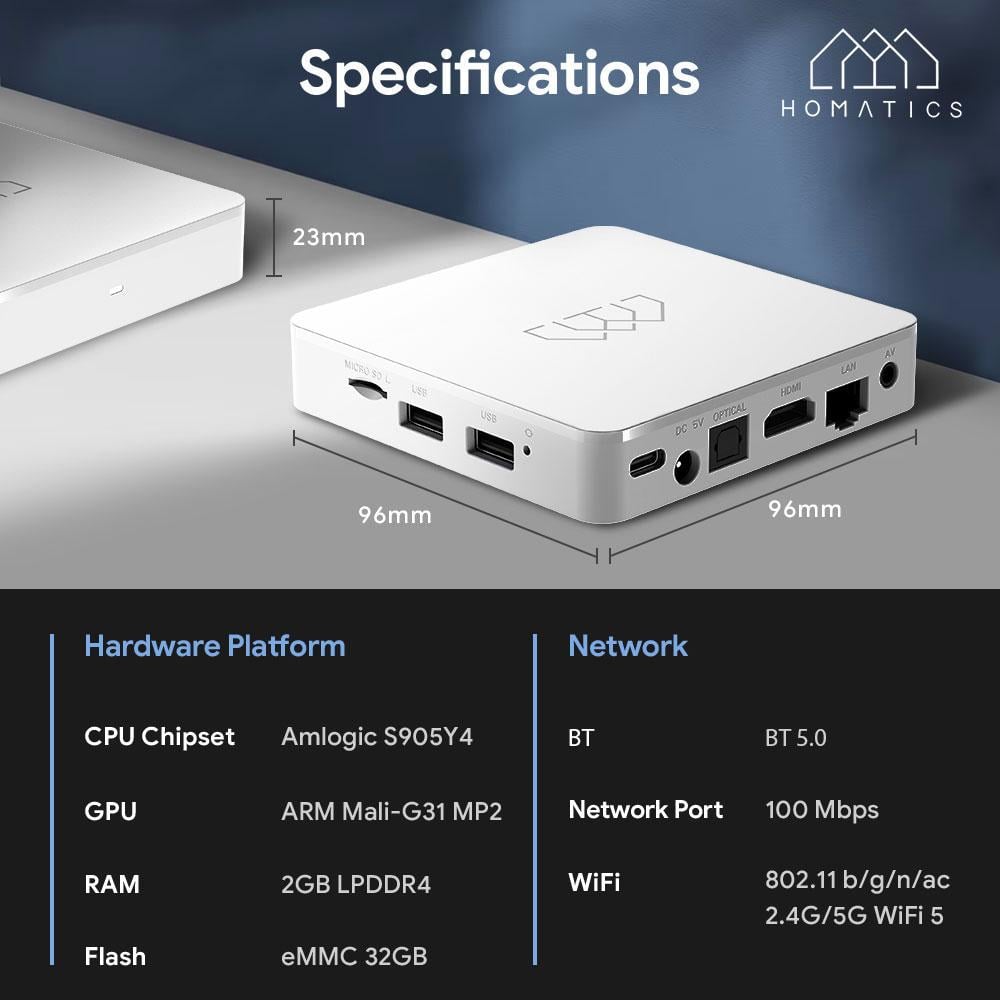 Смарт-приставка ТВ Homatics Box R Lite 4K 2/32 Гб Android TV 11 Google/Netflix (93469058) - фото 3