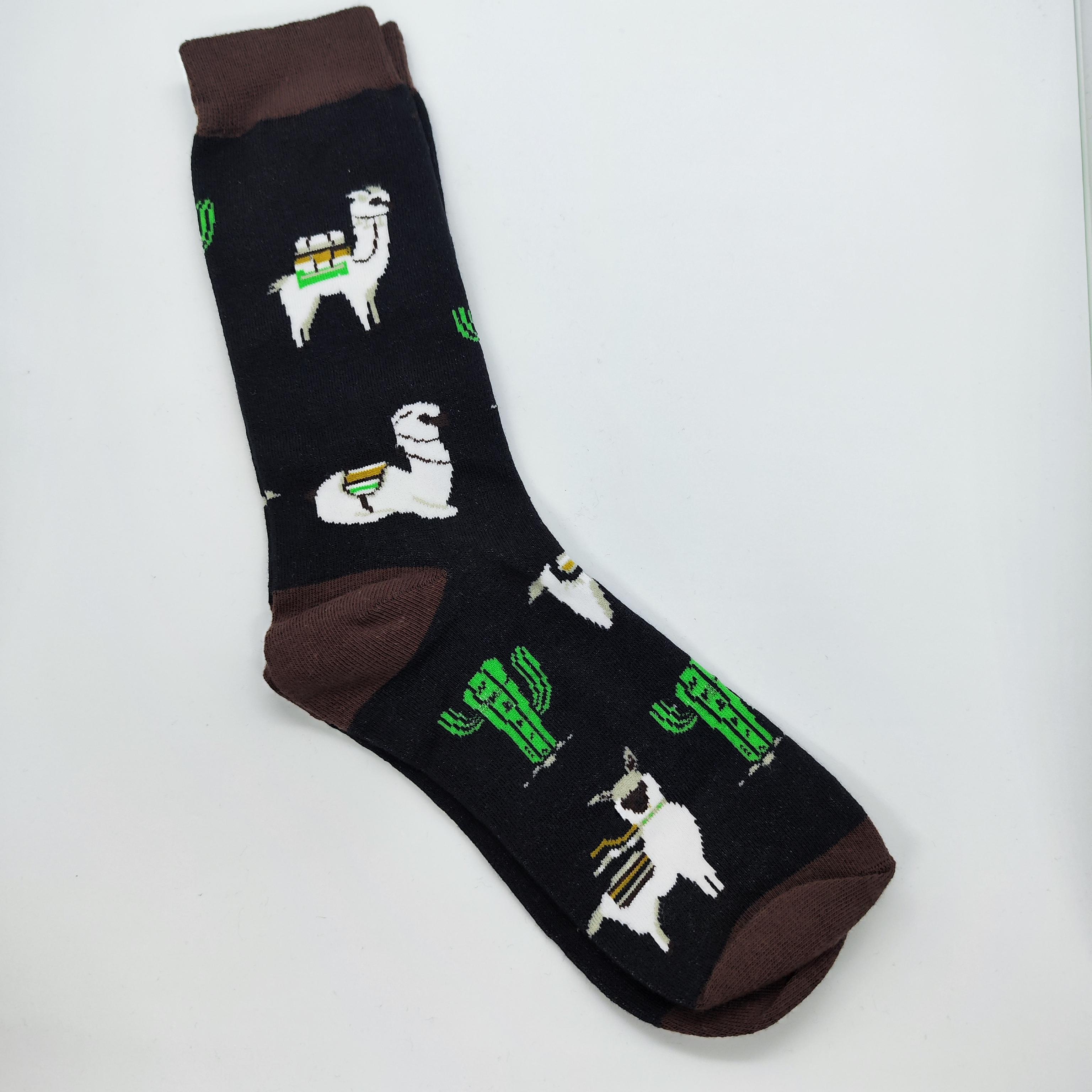 Носки унисекс Ламы и Кактусы one size р. 35-45 Черный (24389546)