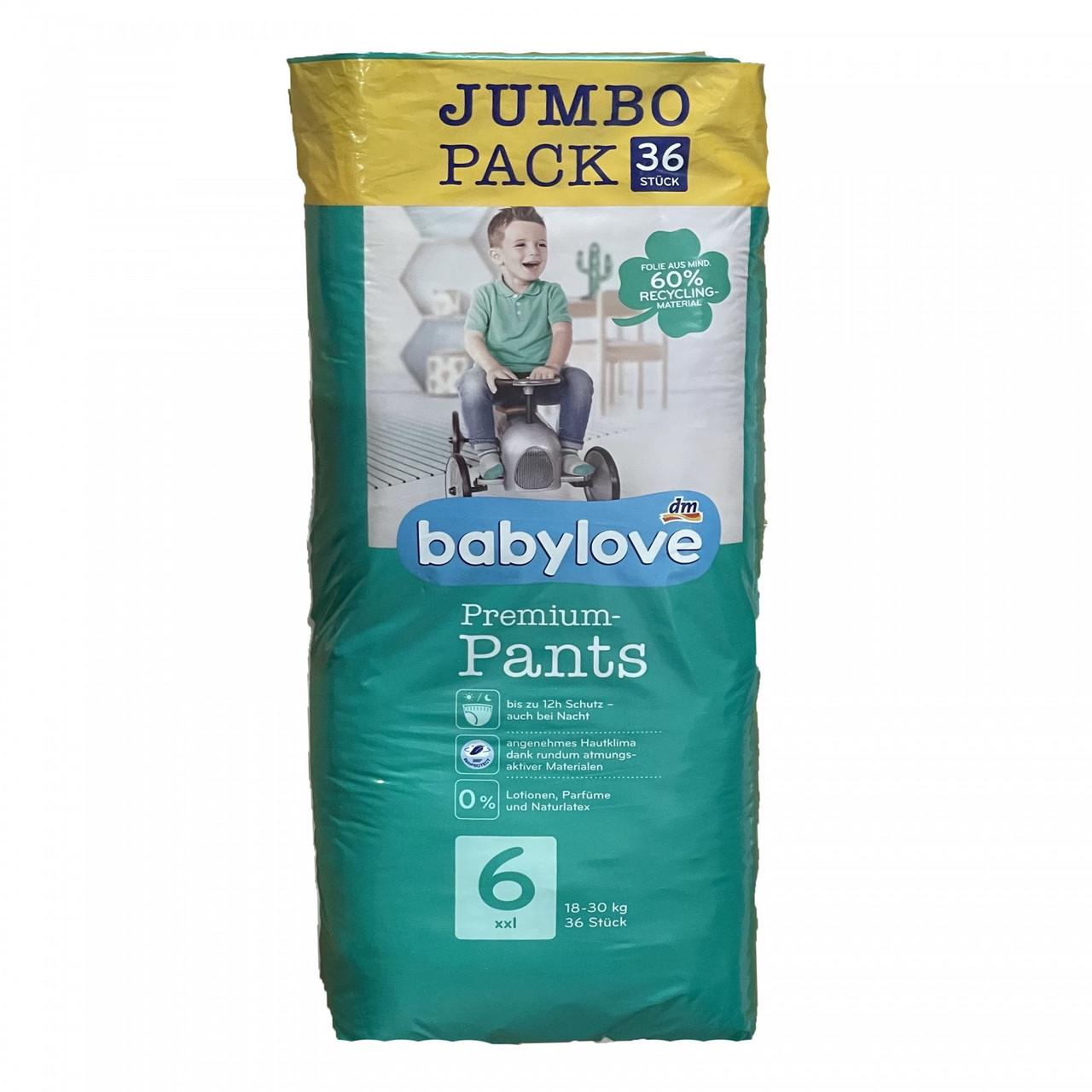 Підгузки-трусики дитячі Babylove Premium 6 XXL Jumbo Pack 18-30 кг 36 шт. (1891323242)