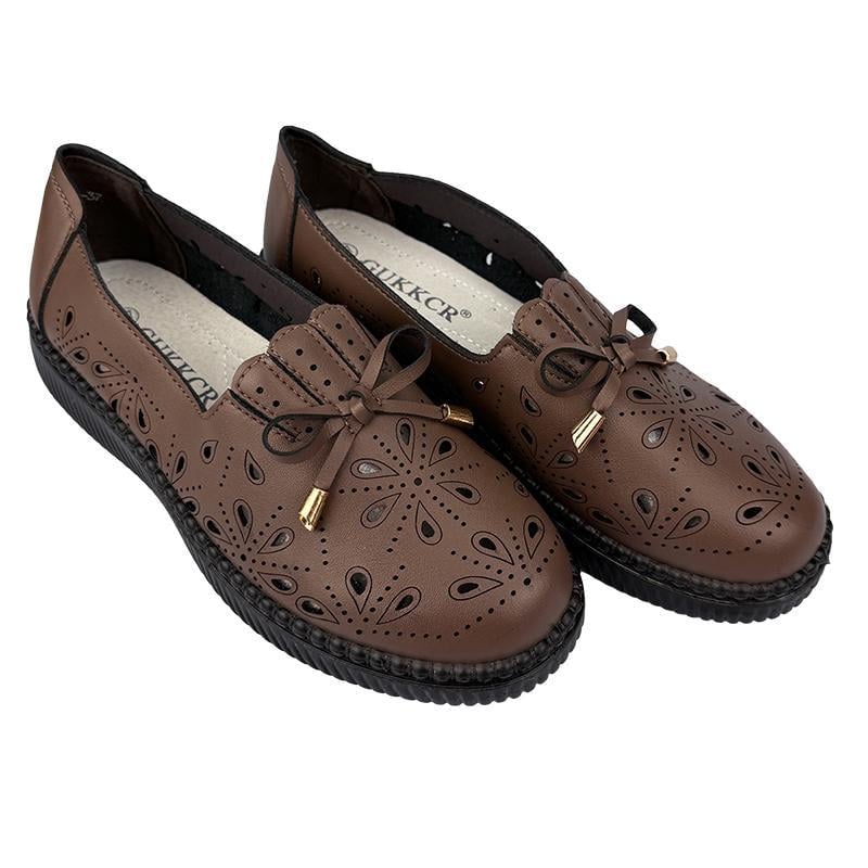 Мокасини жіночі перфорована шкіра 2013 p. 39 25 см Коричневий