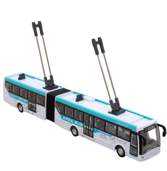 Троллейбус на радиоуправлении с гармошкой 36 см Белый/Голубой (899-3)