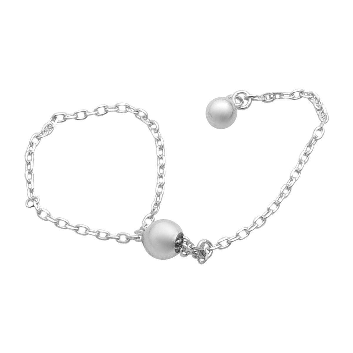 Кольцо-цепочка серебряное с декоративными шариками р. 18