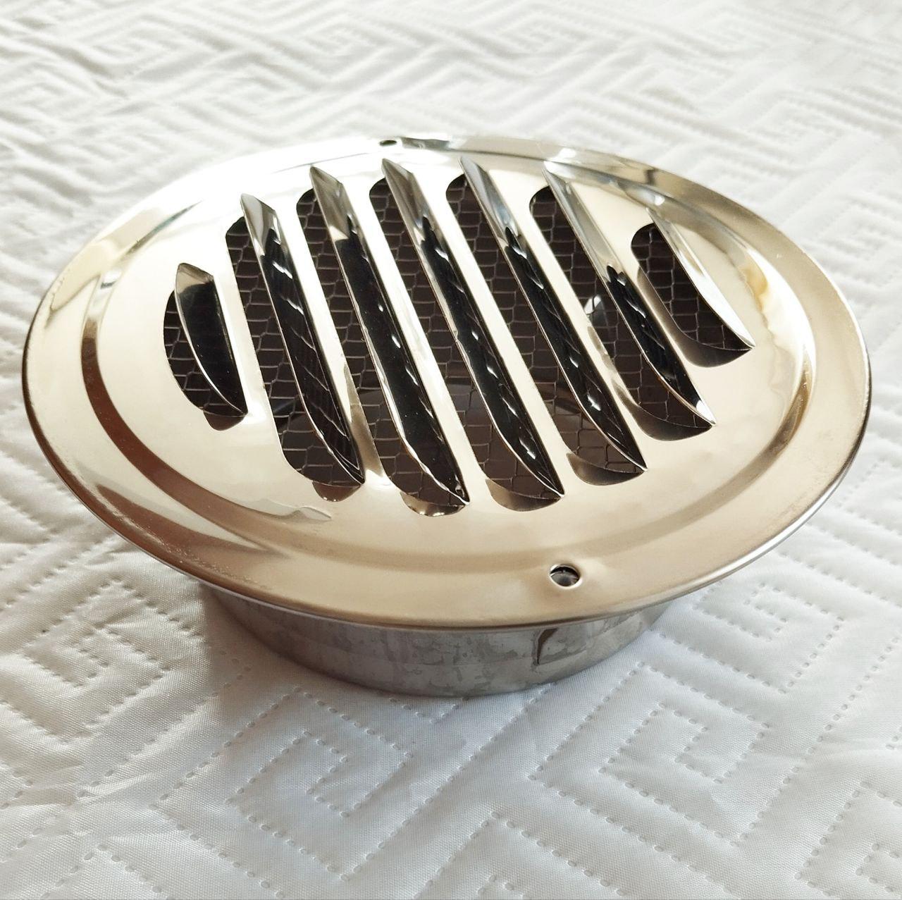 Вентиляційна решітка зовнішня з нержавіючої сталі 201 з сіткою d 100 мм Хром дзеркальний (25590677)