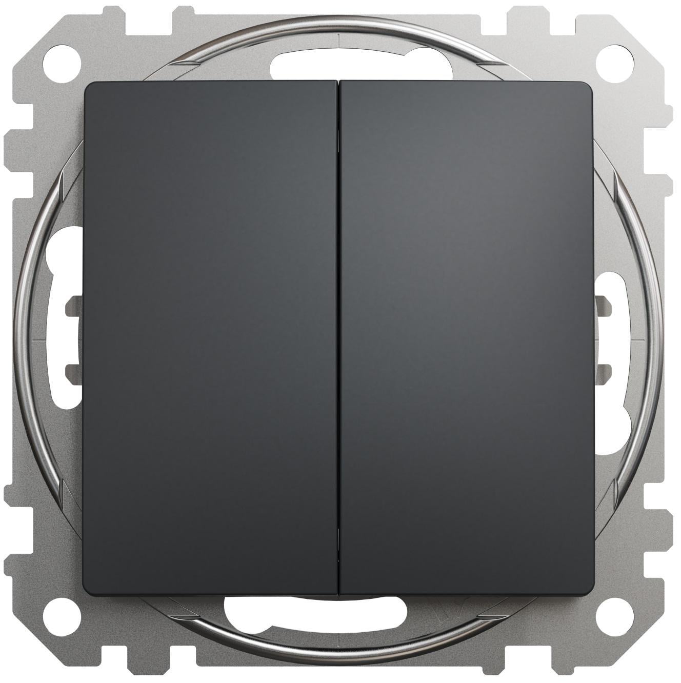 Вимикач двоклавішний прохідний Schneider Electric Sedna Design Чорний (00000023731) Вимикач двоклавішний прохідний Schneider Electric Sedna Design Чорний (00000023731)