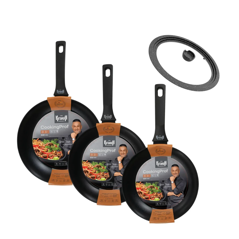 Набор сковородок Krauff CookingProf 24/26/28 см с универсальной крышкой 24-28 см (55-333-623)