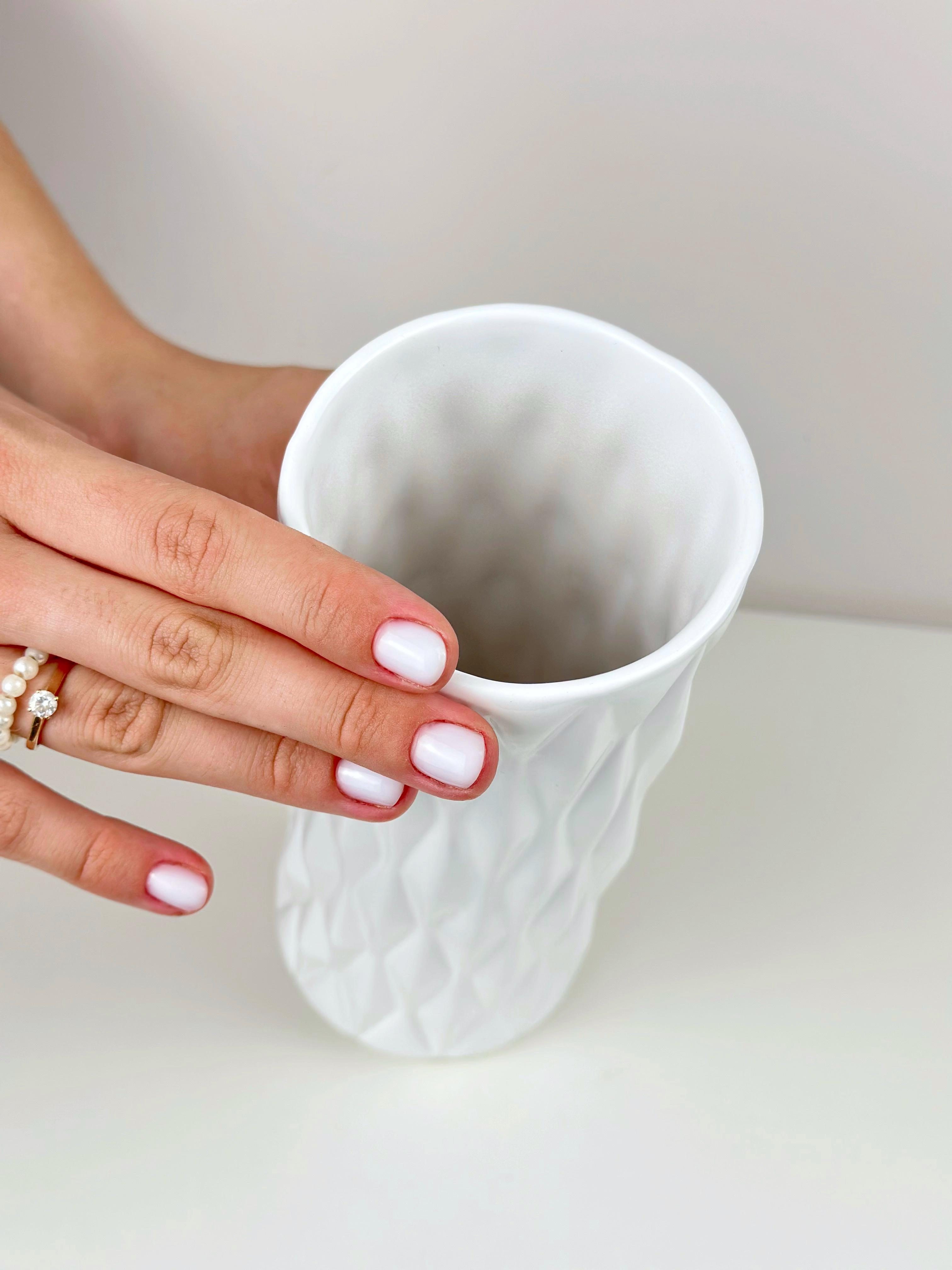 Ваза для квітів і декору керамічна глиняна Кристал 20 см Білий (4001-11) - фото 5