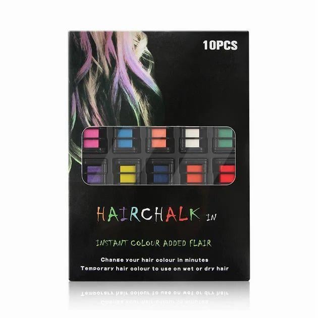 Набор расчесок с цветными мелками для волос Hairchalk 10 шт.
