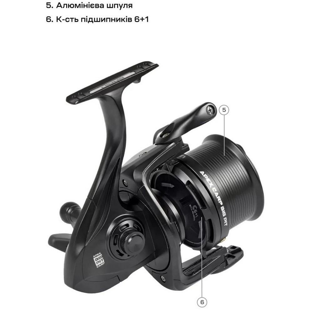 Риболовна котушка Brain Apex Carp Big Pit 8000 6+1BB 4.1:1 (1858.46.84) - фото 3