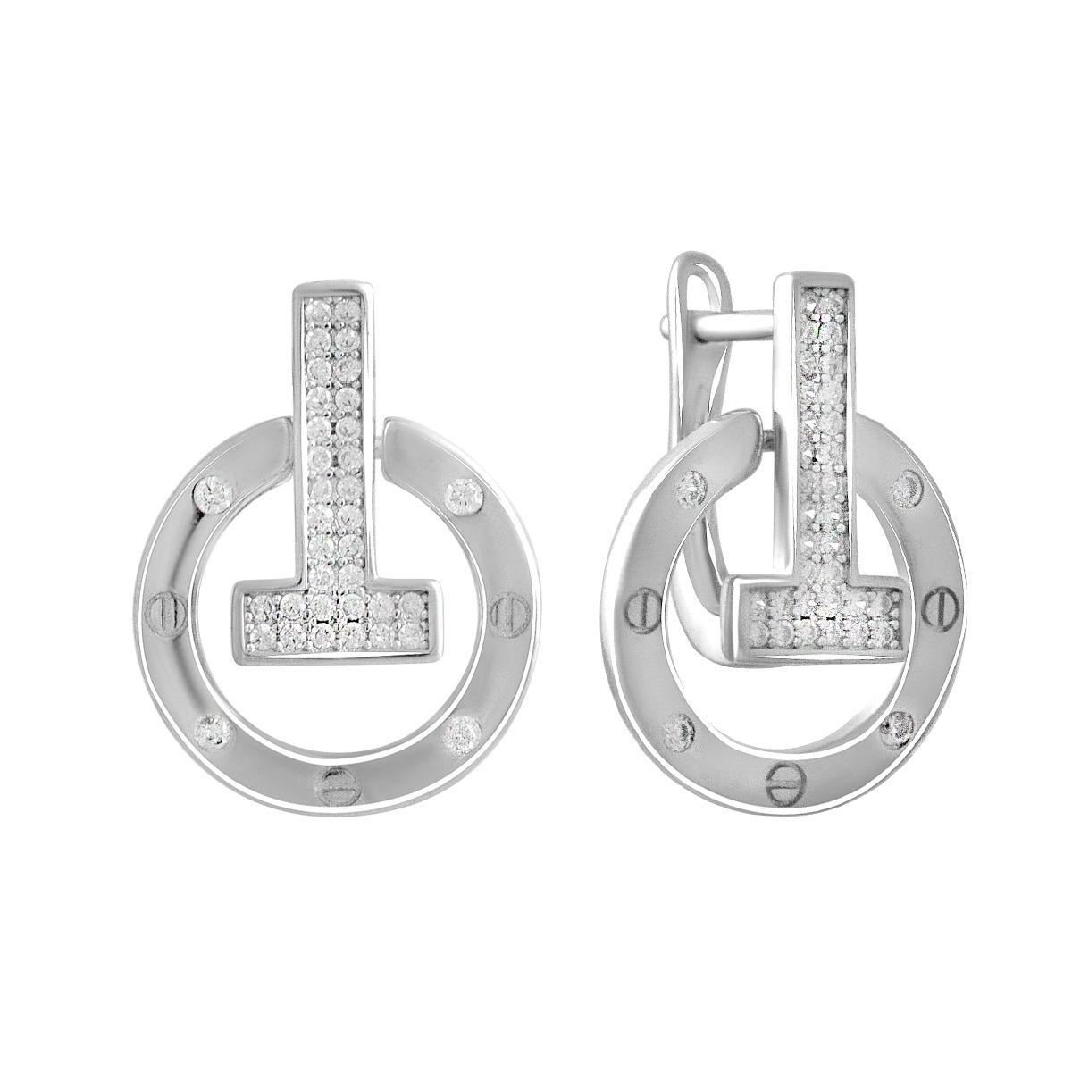 Серьги серебряные с фианитами (2137139)