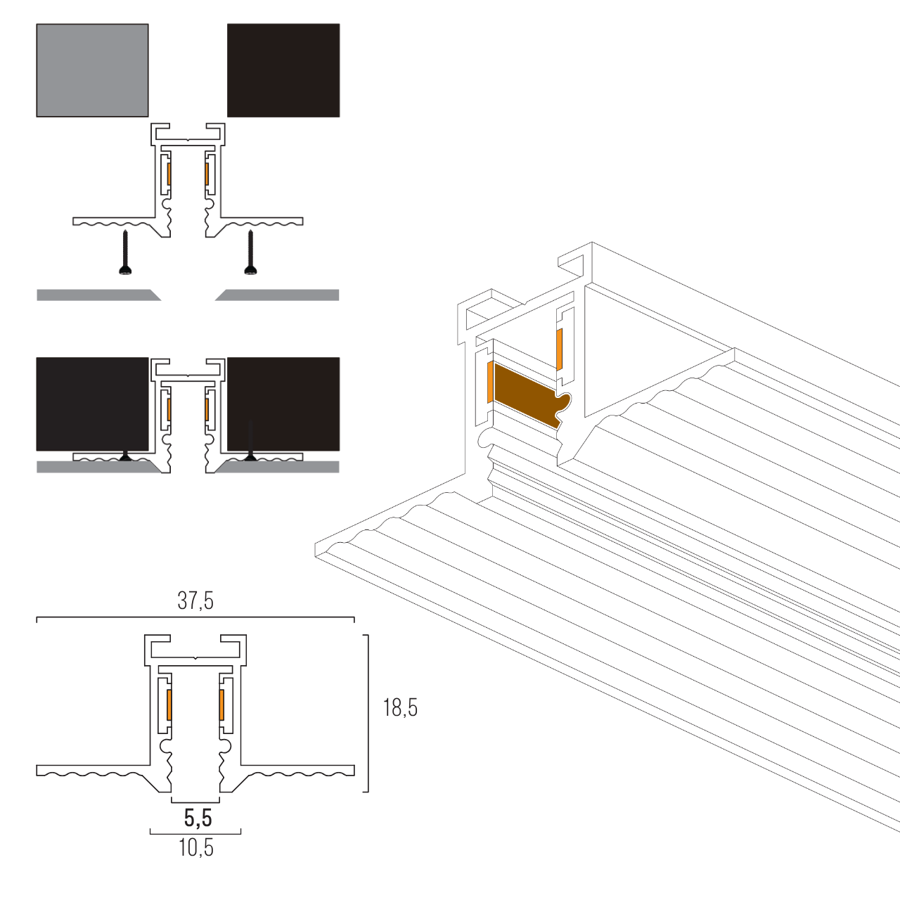 Шинопровод магнитный трековый MERALLI 24V встроенный 2 м Черный (TRSHVB200) - фото 3 Шинопровод магнитный трековый MERALLI 24V встроенный 2 м Черный (TRSHVB200) - фото 3
