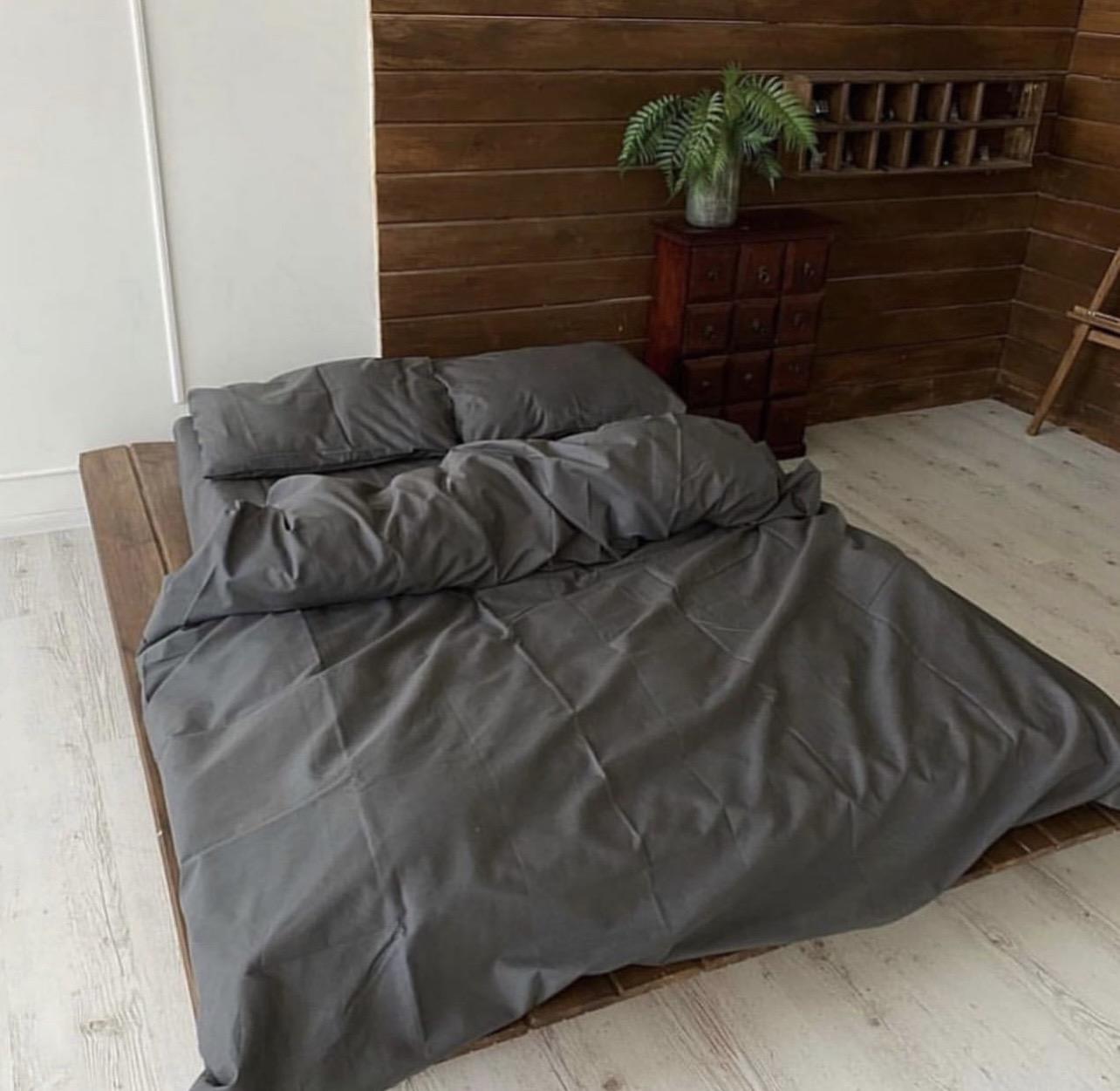 Комплект постільної білизни простирадло на резинці двоспальний 180x200х20/70х70 см Сірий (13721068)